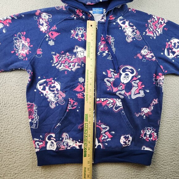 Japan Tokyo Disney Resort Adult Medium Hoodie Sweatshirt Zip Jacket AOP Blue - Picture 5 of 8